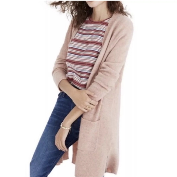 Madewell Kent Wool/Alpaca Blend Cardigan Sweater In Heather Carnation Size Small - Picture 1 of 9